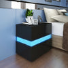 High Gloss Bedside Table Nightstand Cabinet Chest of 2 Drawer RGB LED Light Lamp