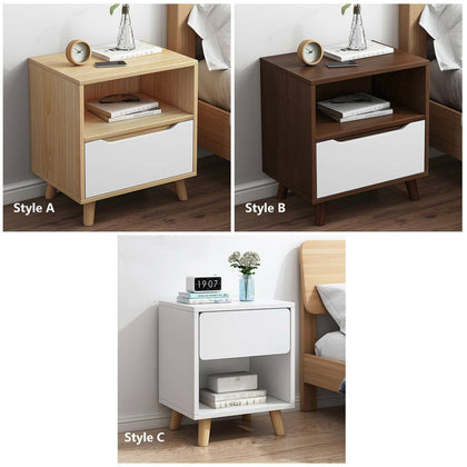 Bedside Tables Cabinet 1 Drawer Night Stand Storage Furniture Shelf Cupboard UK
