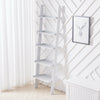 5 Tier Ladder Shelving Unit Wall Leaning Wood Bookcase Book Shelf Storage Stand