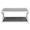 Rectangle Black Tempered Glass Coffee Table Modern Living Room with Lower Shelf#