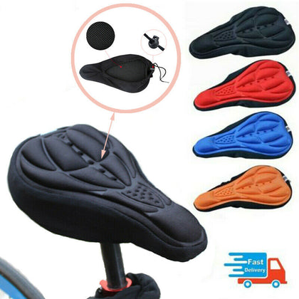 Comfortable Sports Silicone Saddle Soft Seat Cover Gel Cushion Bike Cycling UK