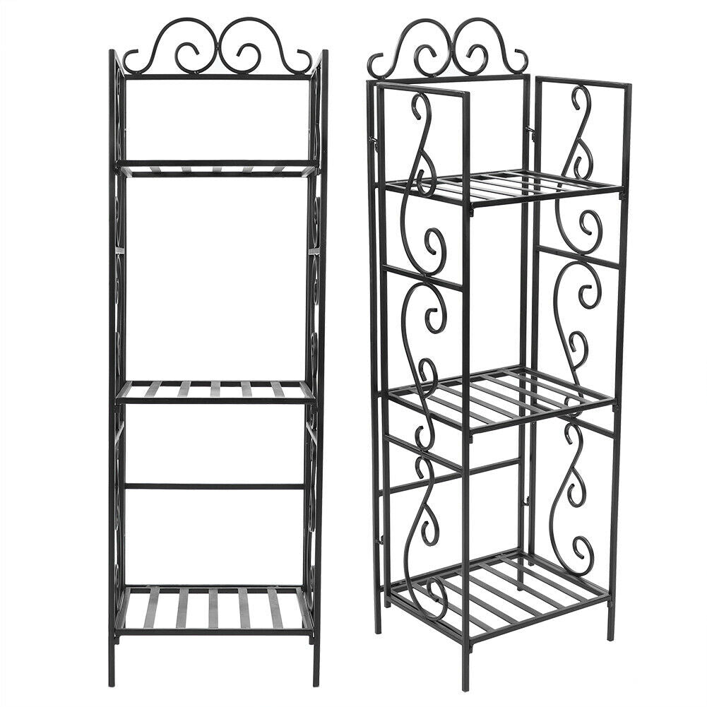 4 Tier Metal Bookcase Bookshelf Shelving Storage Rack Corner Organizer Shelf