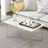 Modern Coffee Table Tea Table White Marbling Living Room Golden Frame Furniture