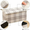 LARGE TARTAN LINEN FOLDING STORAGE OTTOMAN POUFFE SEAT FOOT STOOL TOY BOX BENCH