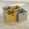 Large Grey Yellow Foldable Canvas Storage Folding Box Fabric Cube 4 Piece Set