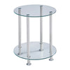 2 Tier Side Table End Table Corner Table Glass Top Chrome Legs Living Room Clear