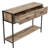 Narrow Slim Console Table Retro Wooden 2 Drawers Open Storage Shelf Hallway Desk