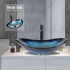 Boat Shape Bathroom Basin Tempered Glass Countertop Sink Cloakroom Wash Bowl Set