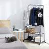 Metal Clothes Double Rail Rolling Garment Heavy Duty Hanging Rack Shelf Display