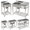 Commercial Kitchen Sink Single/Dual Bowl Catering Sinks Washing Table Backsplash