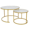 2pcs Marble Vein Round Coffee Tables Set Sofa Side Nested End Tables Living Room