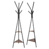 Metal 9 Hooks Coat Stand Hat Floor Standing Rack Clothes Hanger Wooden Shelf