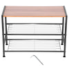 3 Tier Wood Shoe Bench Rack Storage Shelf Shoes Display Cabinet Seat Metal