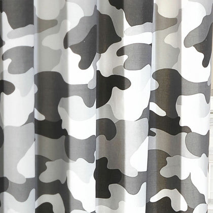 GREY ARMY CAMOUFLAGE CAMO FULLY LINED CURTAINS WITH TIE BACKS BOYS 66