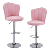 2 Pcs Bar Stools Velvet Breakfast Bar Chairs Swivel Gas Lift Kitchen Dining Room