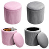 Velvet Ottoman Storage Stool Round Pouffe Bedroom Blanket Box Footstool Footrest