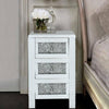 3 Drawers Mirrored Glass Bedside Table Side Cabinet Crystal Handles Bedroom UK
