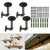 4pcs Shelves Brackets Industrial Antique Pipe Black Iron Wall Mounted Hanging