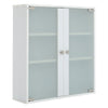 White Kitchen Bathroom Cabinet Wall Mounted Double Door Storage Cupboard Shelf