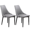 2 x Dining Chairs Grey Faux Leather Black Legs Dinner Table Kitchen Furniture
