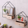 Retro Floating Shelves Metal Wood Wall Shelf Hanging Decor Storage Display Rack