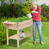 Indoor Wooden Raised Flower Bed Planter Garden Vegetable Trough w/ Legs & Shelf