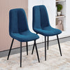 2 Pcs Modern Blue Green Velvet Dining Chairs Dininig Room Home Kitchen Furniture