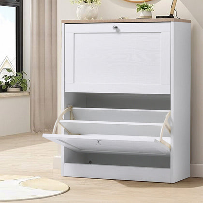 Shoe Cabinet Narrow Hallway Shoes Footwear Storage Cupboard Pull-Down Drawers