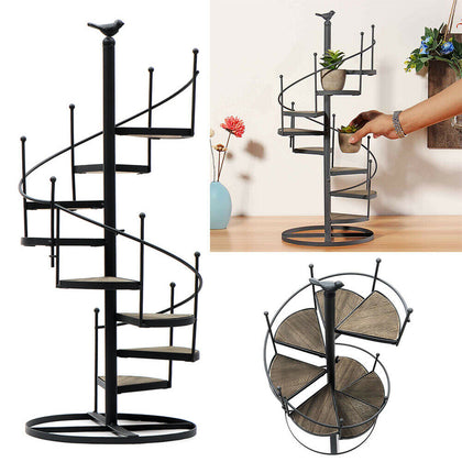 Industrial Spiral Stair Display Stand Table Desk Succulent Pots Ornaments Holder