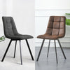 2x Dining Chairs Faux Suede Cushion Padded Metal Legs Restaurant Lounge Chair