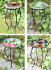 Iron/Glass Round Side Coffee Table Mosaic Design Garden Patio Flower Plant Stand