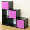 Black 6 Cube Kids Toy/Games Storage Unit Girls/Boys Bedroom Shelves 3 Pink Boxes
