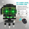 12 Line Laser Level Green Self Leveling 3D 360° Rotary Cross Measure Tool Kit UK