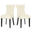 2pcs PU Leather Padded Dining Chairs Retro Button Back Home Kitchen Dinner Seat