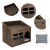 2 Tier Wooden Cat Litter Box Cat Bed Cave Pet House Nightstand Indoor Outdoor UK