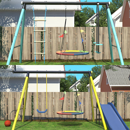 Outdoor Garden Swings and Slides Climbing Metal Frame Play Set For Kids Children