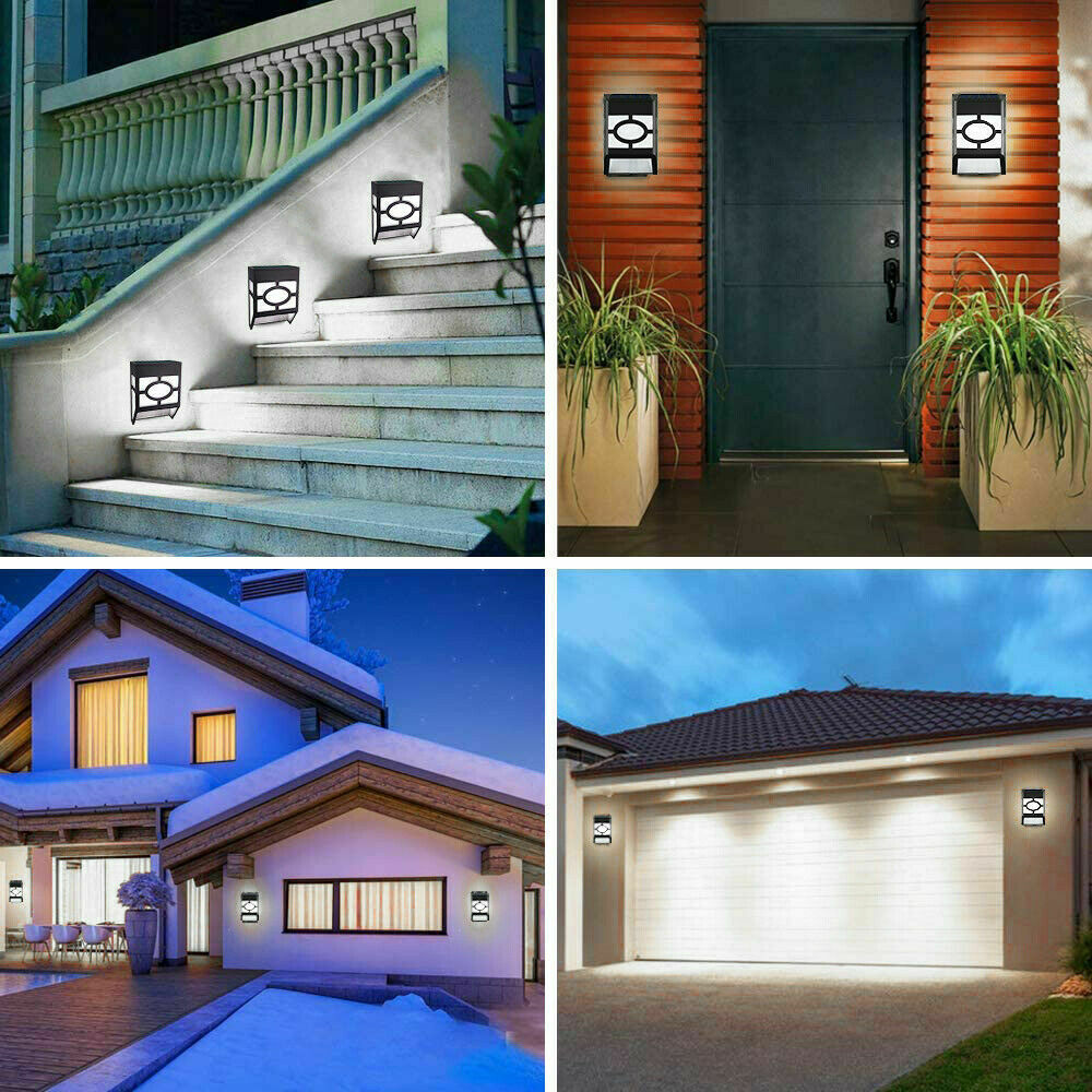 8X Super Bright LED Solar Powered Wall Lights Door Fence Outdoor