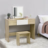 Log Color Dressing Table Makeup Desk w/Flip-up Drawer Mirror & Stool Vanity Set
