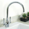 Kitchen Tap Sink Mixer Twin Lever Tap Swivel Modern Chrome Basin Waterfall Taps