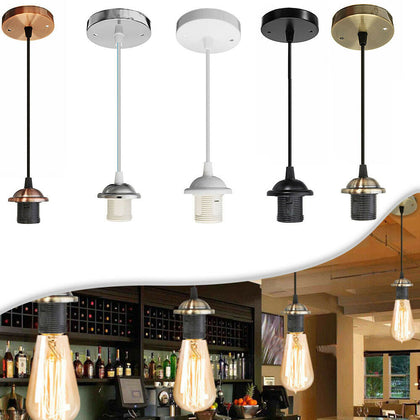 UK 5 Colours Light Pendant Fitting Ceiling Rose E27 Suspension Set Light Base