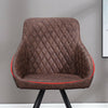 2* Retro Brown Dining Chairs Faux Leather/PU Kitchen Chairs Diamond Design
