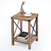 Side Table with Storage Shelf X Metal Frames 40cm End Coffee Table Teak