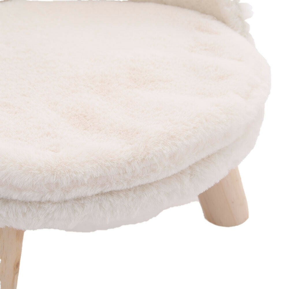 Plush Warm Cat Kitten Raised Bed Sofa Stool With Wooden Legs Sleeping Cushion