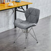 Pair of 2 Computer Desk Chair Faux Leather Fabric Padded Dining Chairs Metal Leg