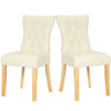2pcs PU Leather Padded Dining Chairs Retro Button Back Home Kitchen Dinner Seat