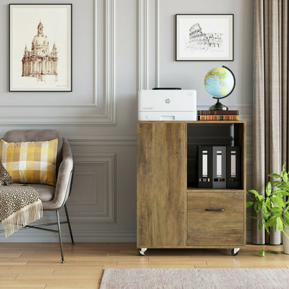 Roll Container Filing Cabinet with Castors and Drawer Office for Documents