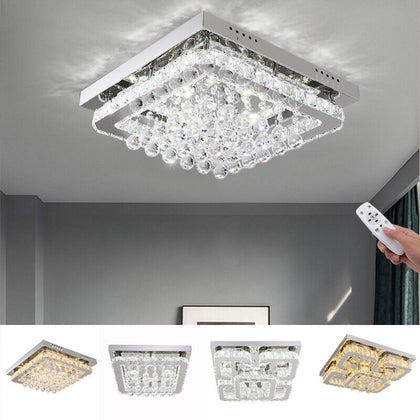 40/50cm Flush Mount Modern Square Ceiling Chandelier Crystal Light Lamp Pendant