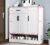 3 Doors Shoe Cabinet Footwear Rack Storage Wooden White Cupboard Organiser Unit