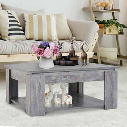 Coffee Table 2 Tier Accent End Console Table Bottom Shelf Storage Living Room