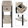 Side Table 2-Tier End Table w/ Drawer Open Shelf Wood Nightstand Stable & Sturdy